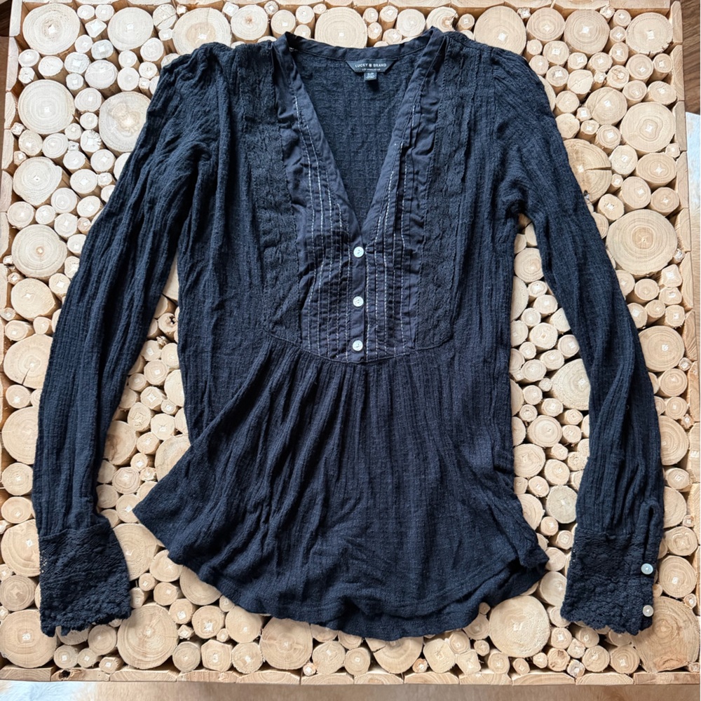 Lucky Brand Black Long-Sleeve Top